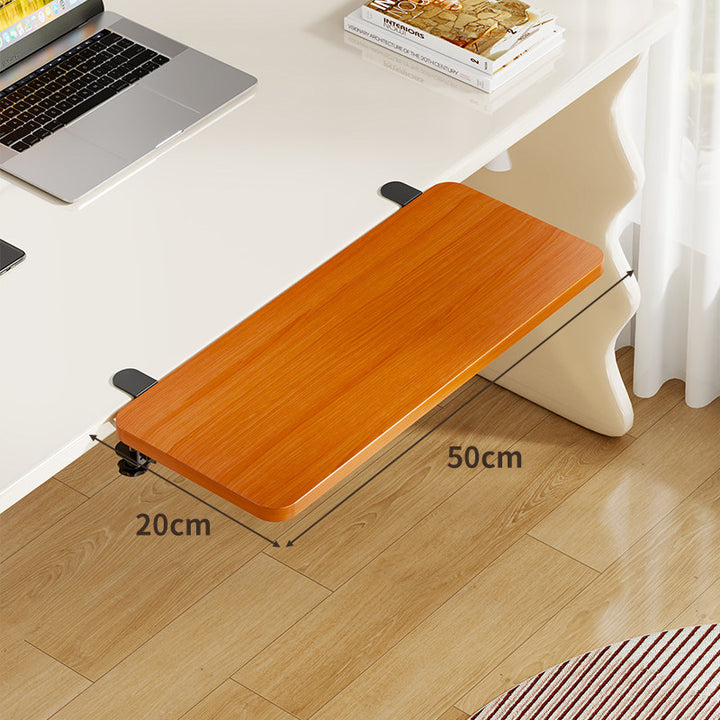 Under-Desk Bamboo Slide-Out Work Surface Clamp-Mounted Keyboard & Mouse Platform
