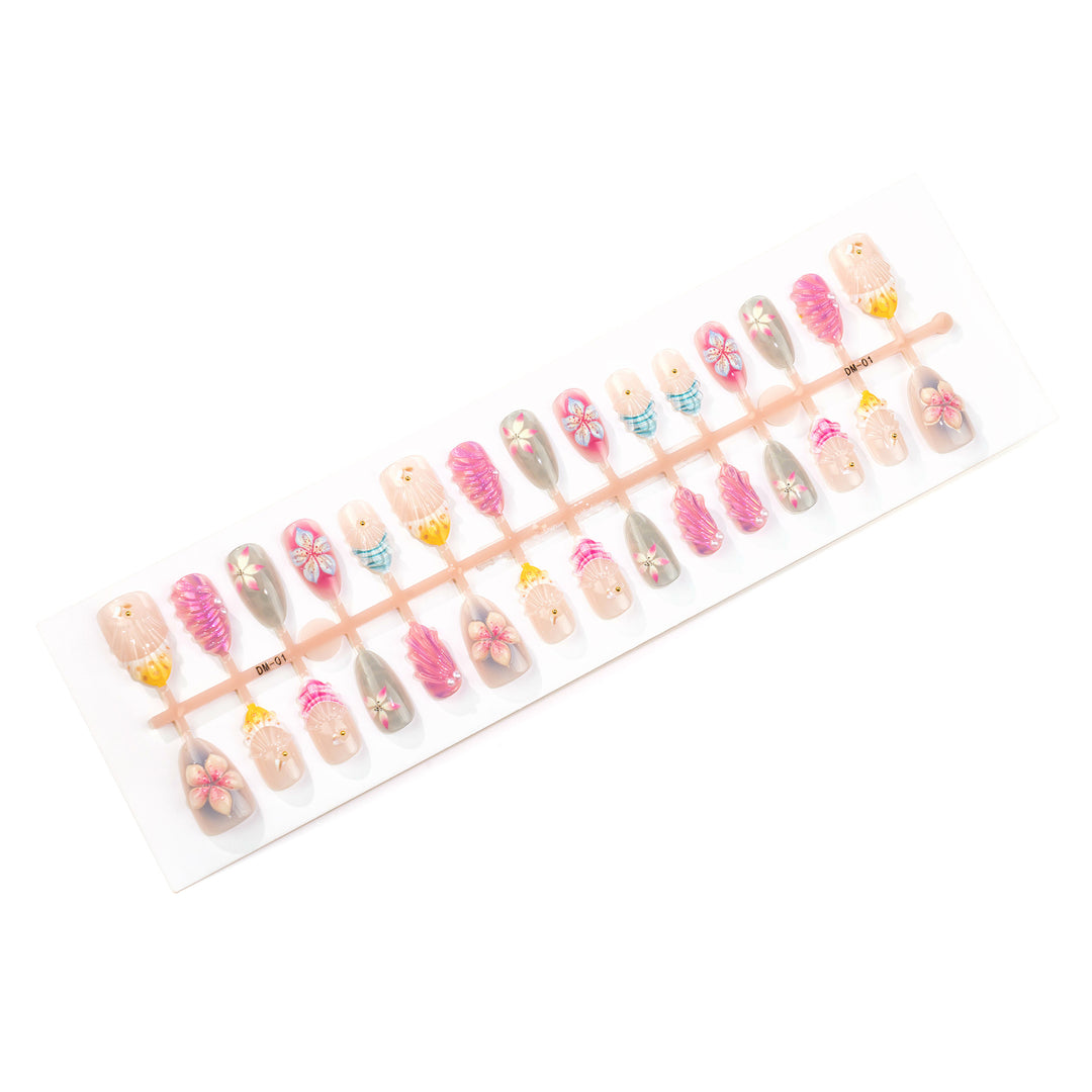 Artistic Floral Shell Press-On Nails Kalsten