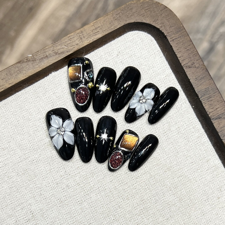 Elegant Stiletto Press-On Nail Set with Decorative Accents Kalsten