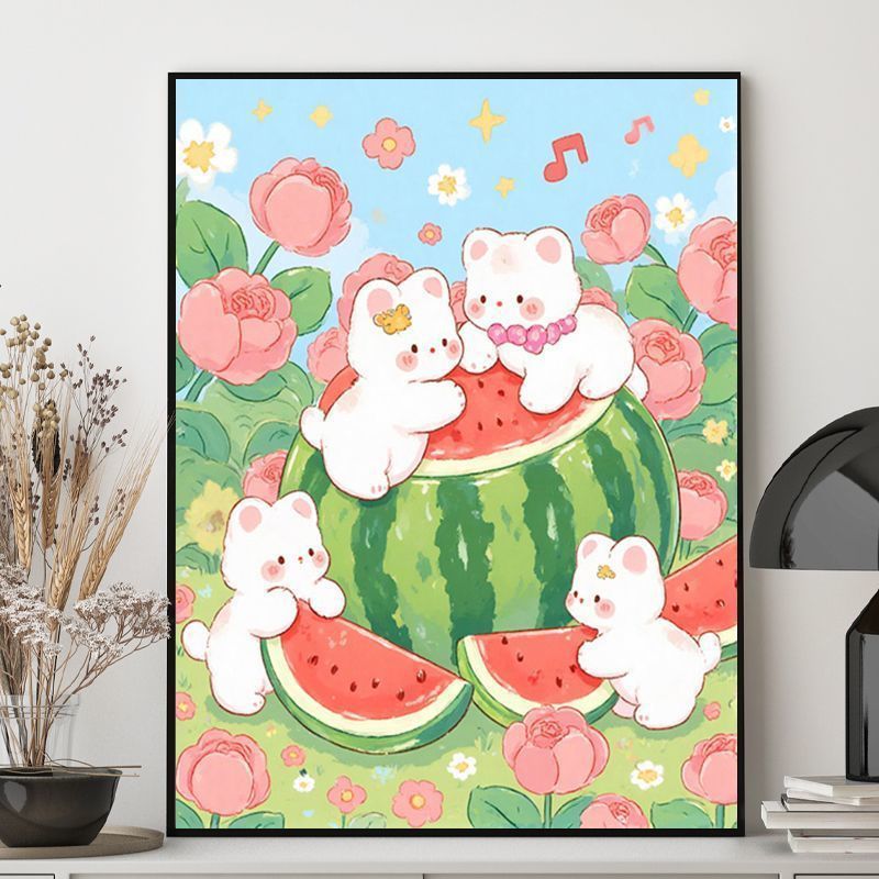 Cute Bunny-Themed Illustration Canvas Art Kalsten