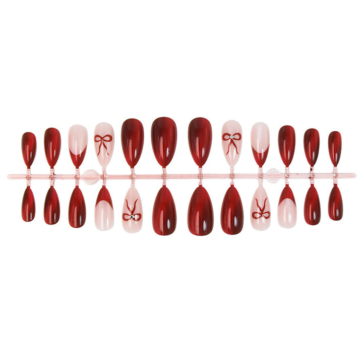Acrylic Nail Set with Luxurious Ombre Effects and Delicate Bows Kalsten