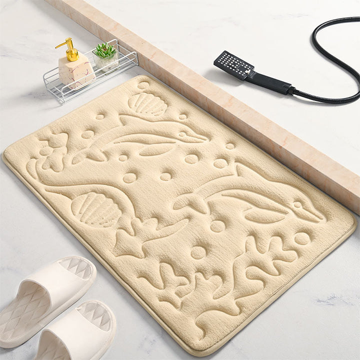 Decorative Bath Mat with Dolphin Design Kalsten