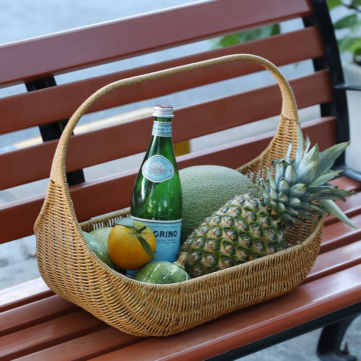 Ladies Handcrafted Rattan Basket with Elegant Contour Kalsten