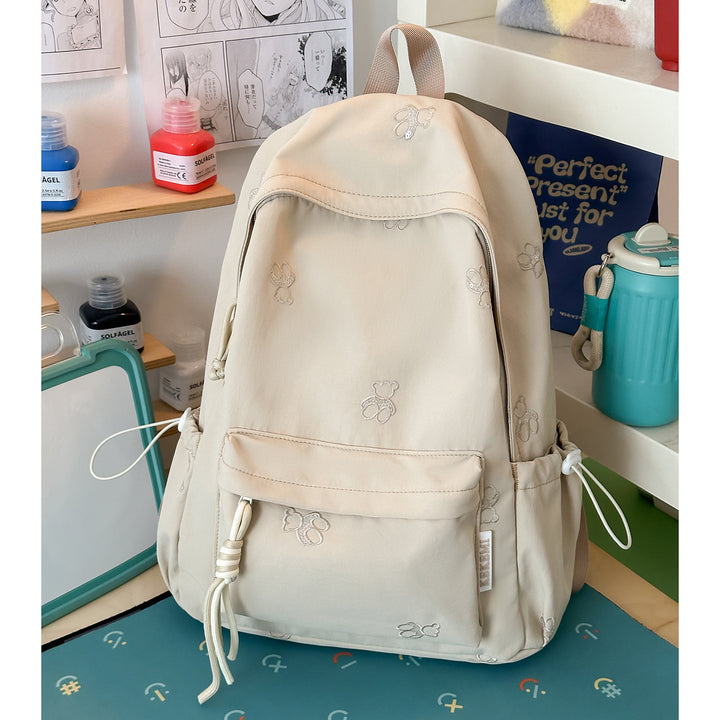 Cute Character Embroidered School Backpack
