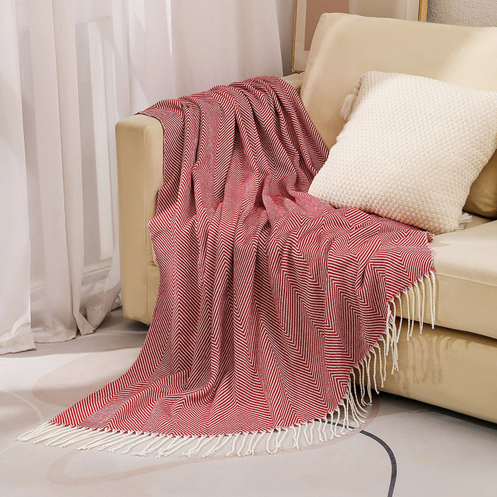 Luxury Herringbone Pattern Throw Blanket Kalsten