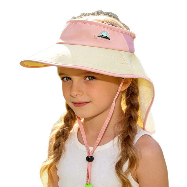 children sun protection hat with neck warmer adjustable chin strap and breathable mesh visor