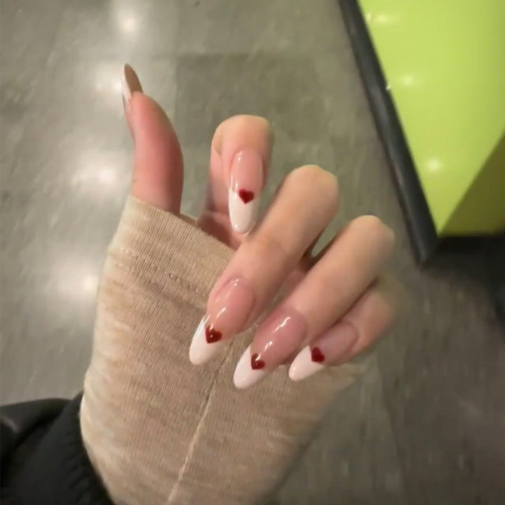 Heart-Embellished Press-On Nail Set Kalsten