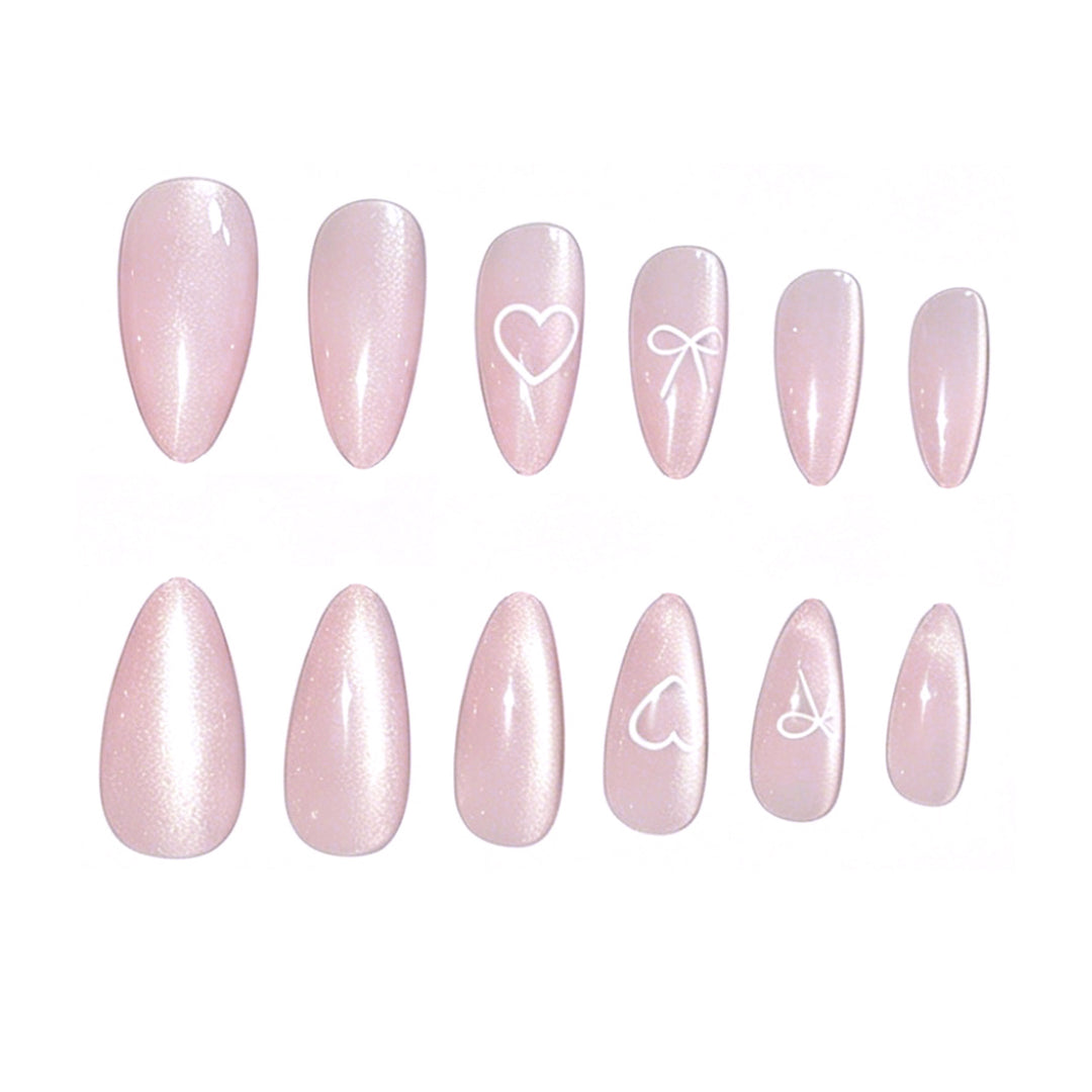 Elegant Heart and Bow Nail Art Kalsten