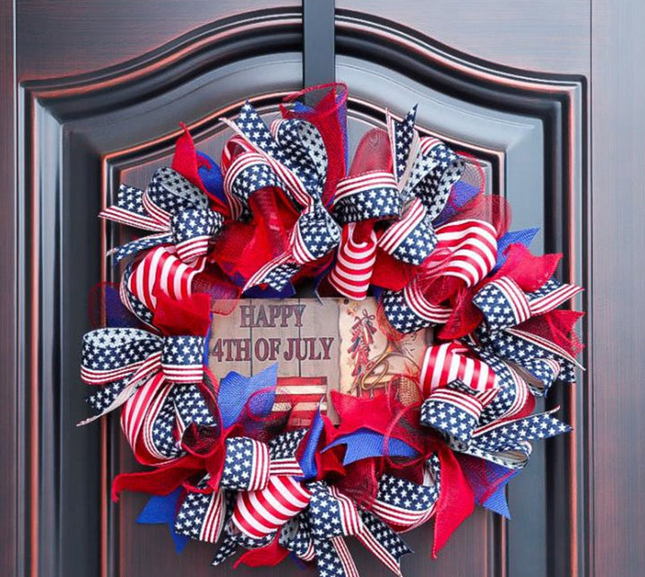 Unisex nan patriotic mesh floral wreath with layered petal design and star accents Kalsten