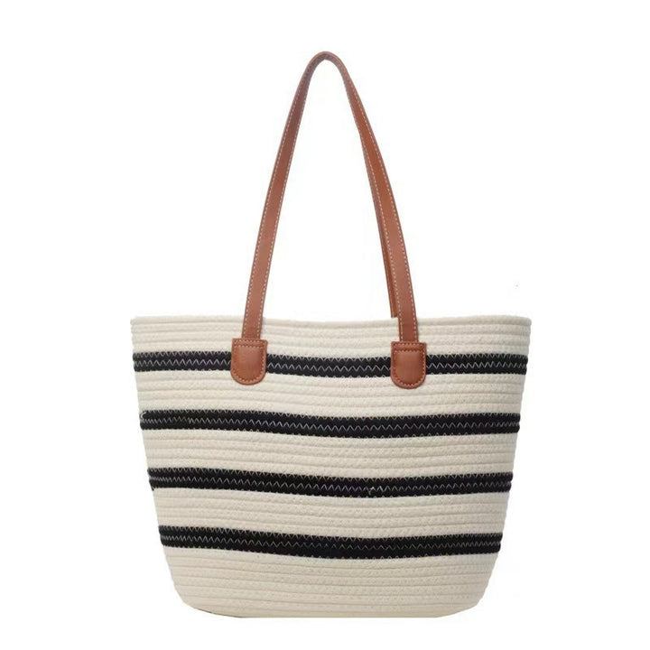 Spacious straw tote bag with leather handles Kalsten