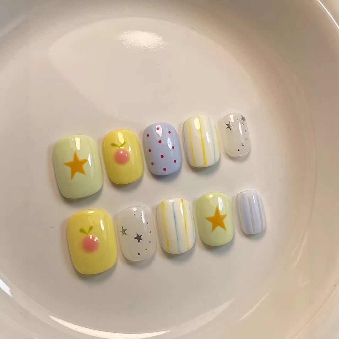 Artistic Nail Art Set with Whimsical Designs