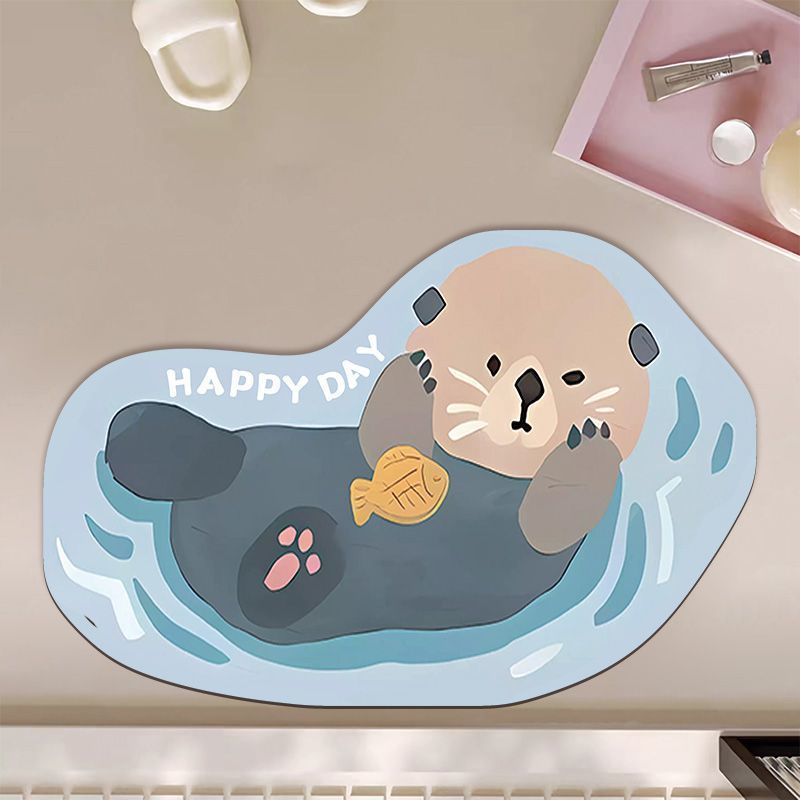 Cute Cartoon Otter-Themed Bath Mat Kalsten