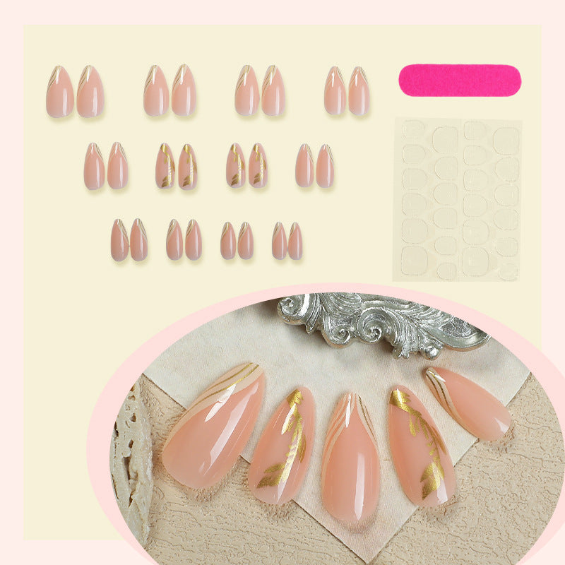 Elegant Press-On Nail Set with Floral Accent Designs Kalsten