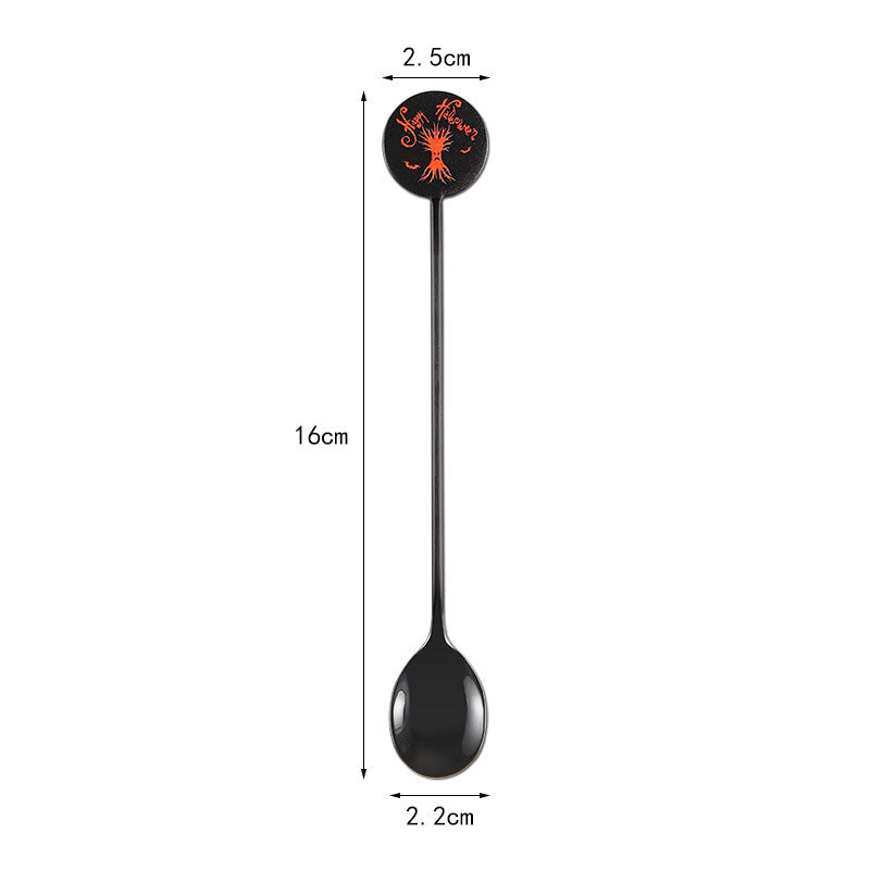 Long Bar Spoon Cocktail Stirring Spoon made of Stainless Steel with Halloween Ghost Design