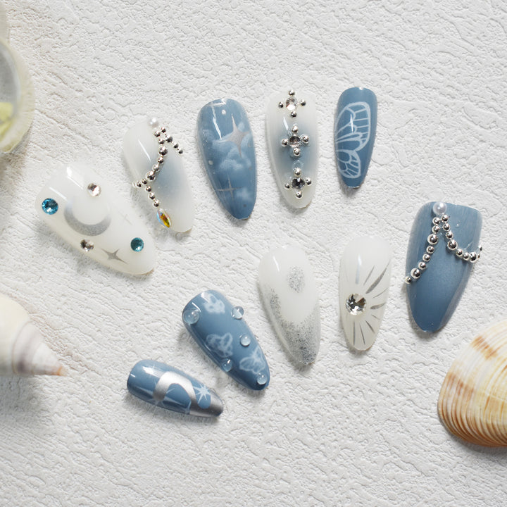 Celestial Design Press-On Nails with Gem Accents Kalsten