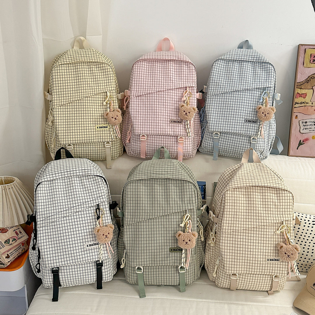 Stylish Grid Pattern Backpack Kalsten