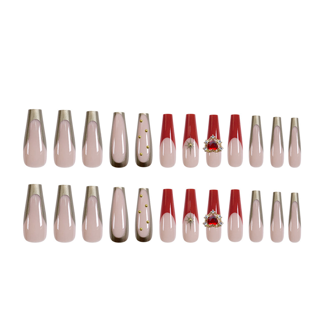 Exquisite artificial nails with heart design and glitter elements Kalsten