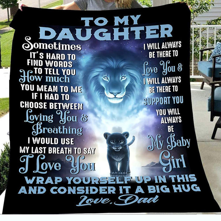 Sentimental Fleece Throw Blanket With Lion And Cub Graphic And Heartfelt Message For Dad