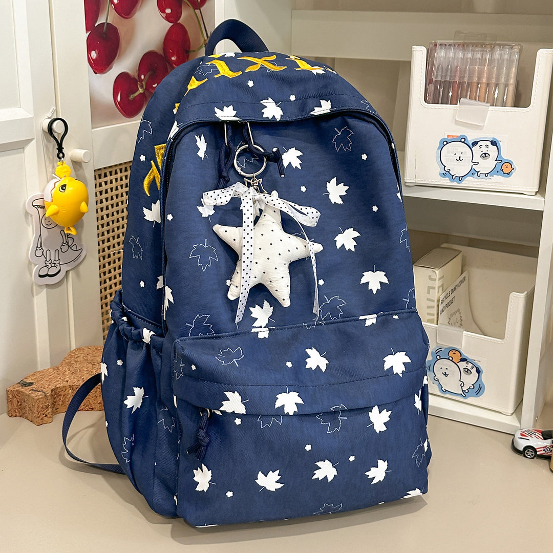 Trendy Leaf-Patterned School Backpack Kalsten