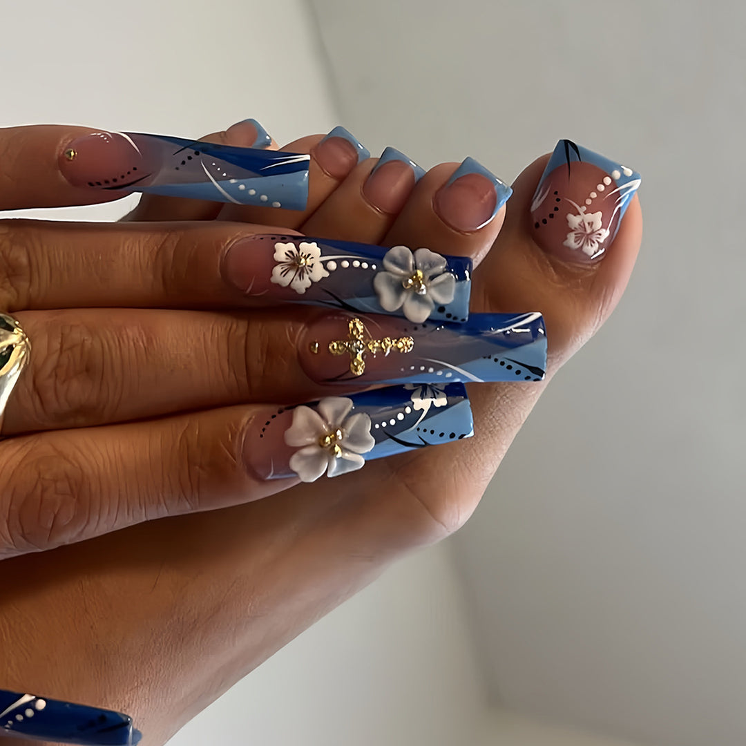 Floral Elegance Acrylic Nail Set Kalsten
