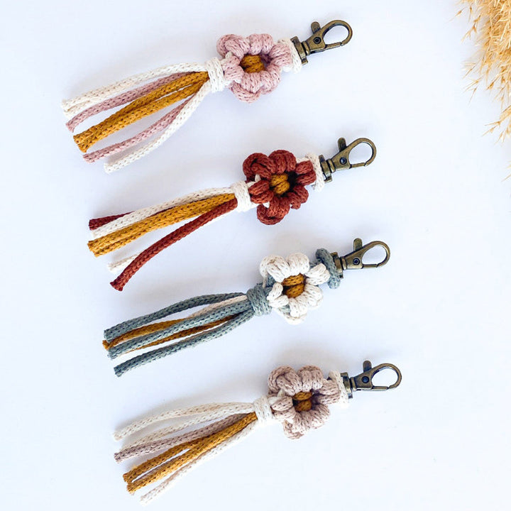 Handcrafted Macrame Flower Keychain Kalsten