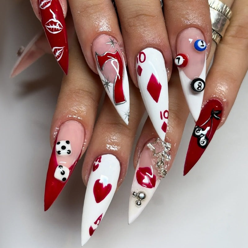 Artificial nail set with creative design and glitter accents Kalsten