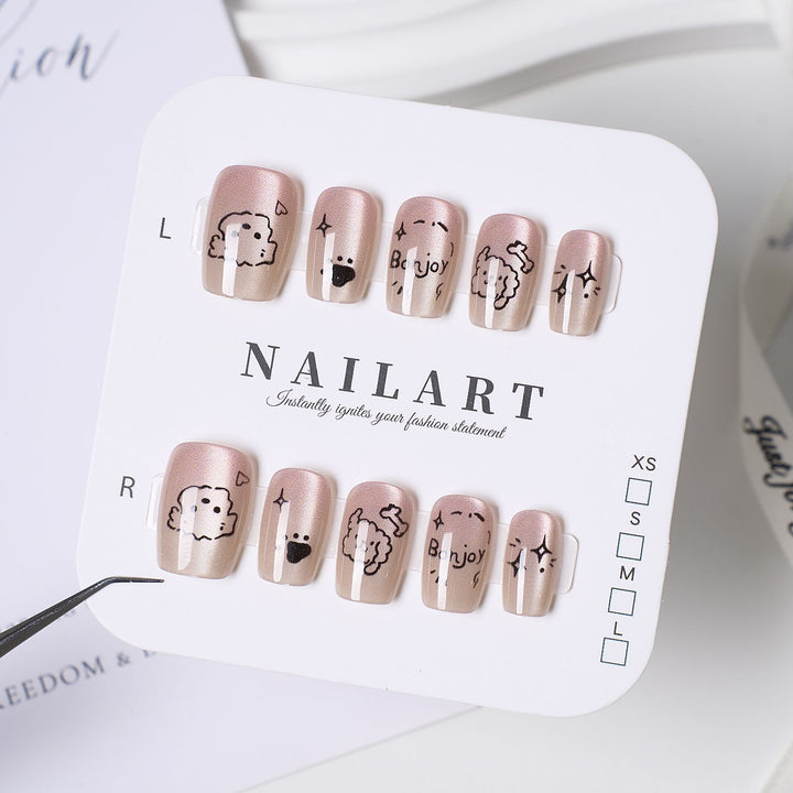 Cute Bear-Themed Press-On Nail Set Kalsten