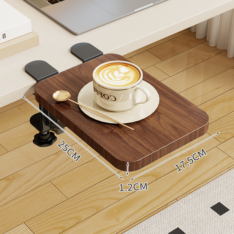 Clip-On Bamboo Folding Cup and Snack Side Table with Adjustable Swivel Clamp