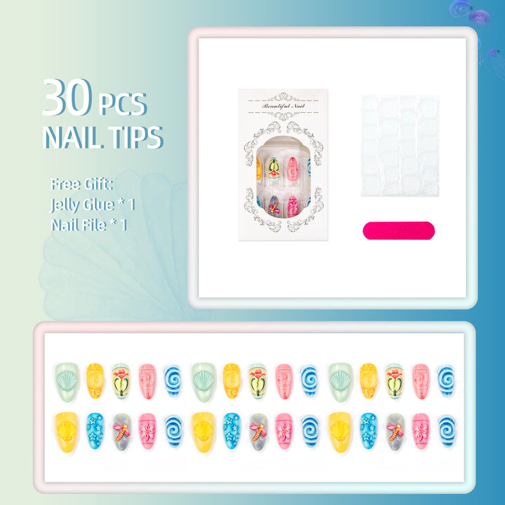 Artistic Decorative Summer-Themed Press-On Nails