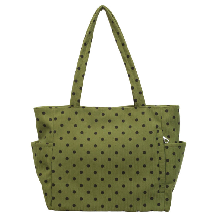 Spacious Polka Dot Canvas Tote Bag