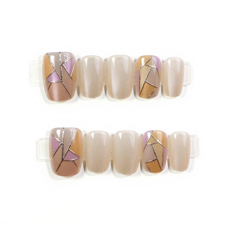 Geometric Pattern Press-On Nail Set Kalsten