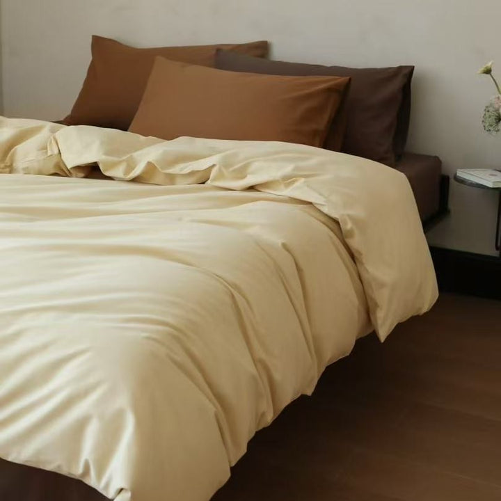 Premium cotton satin duvet cover set with fitted sheet and pillowcases
