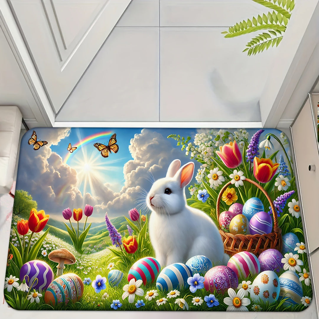Illustrated Easter-Themed Area Rug for Home