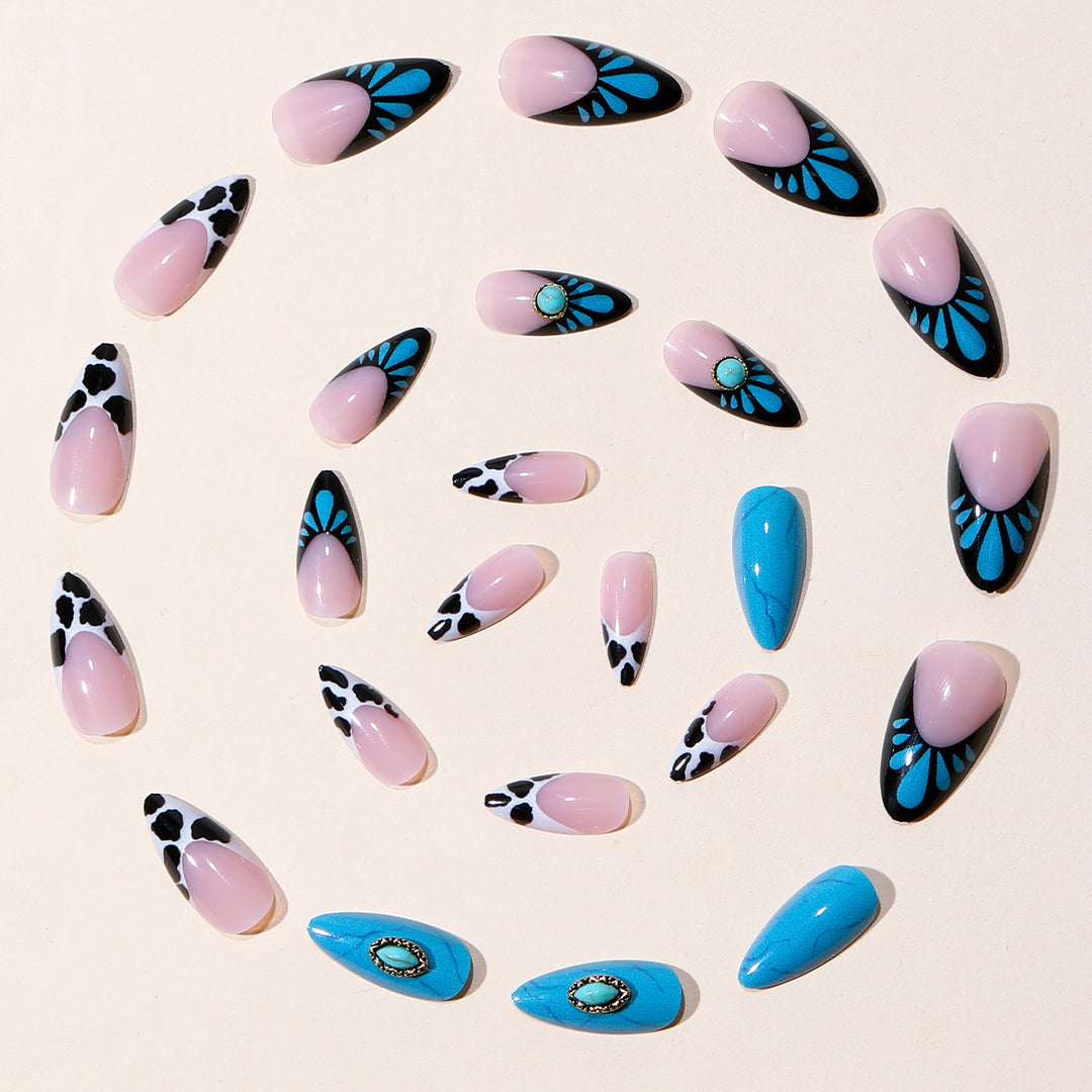 Artistic Stiletto Nail Art Extensions with 3D Accents Kalsten