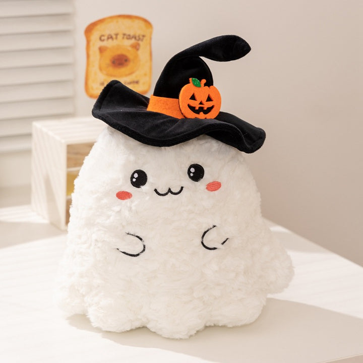 Cozy decorative pumpkin plush pillow with face and velvet feet