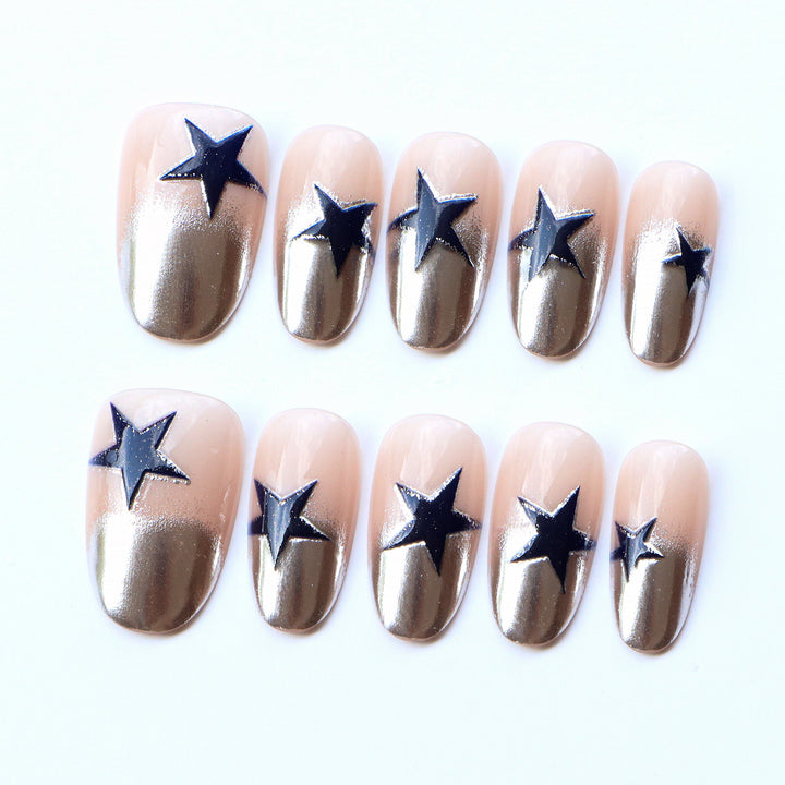 Glamorous Metallic Starry Press-On Nails