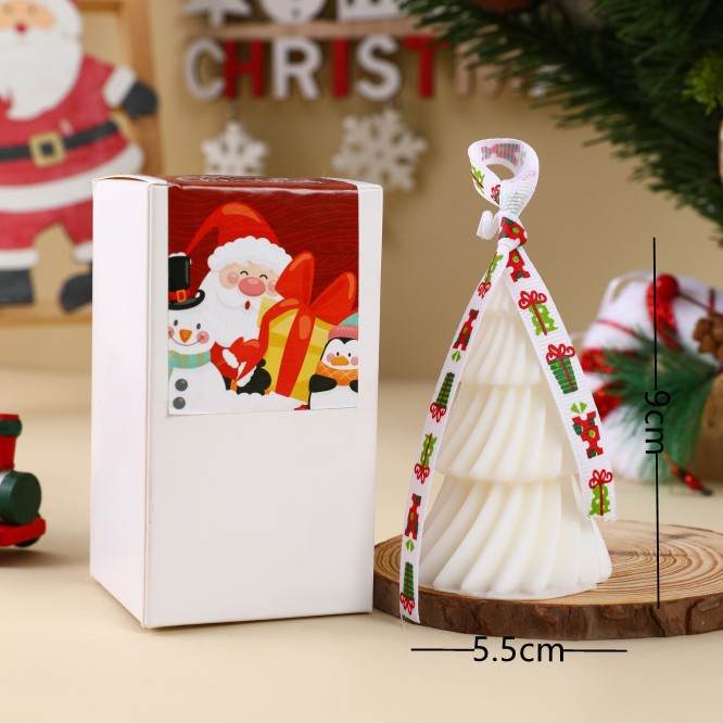 Christmas Tree-Shaped Hanging Decorative Soy Wax Ornament Candle with Star Topper