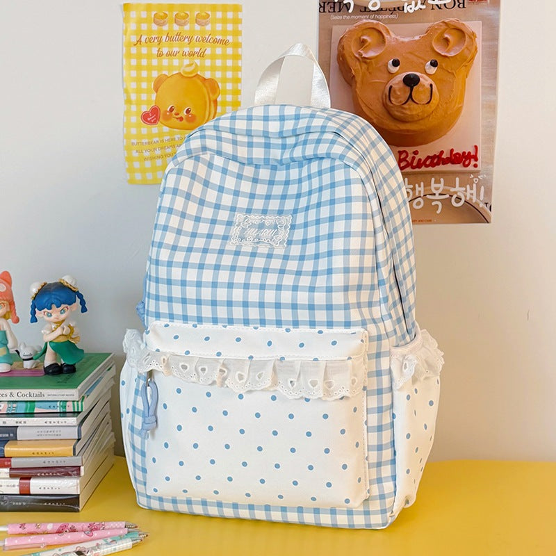 Stylish Gingham Print Casual Backpack Kalsten