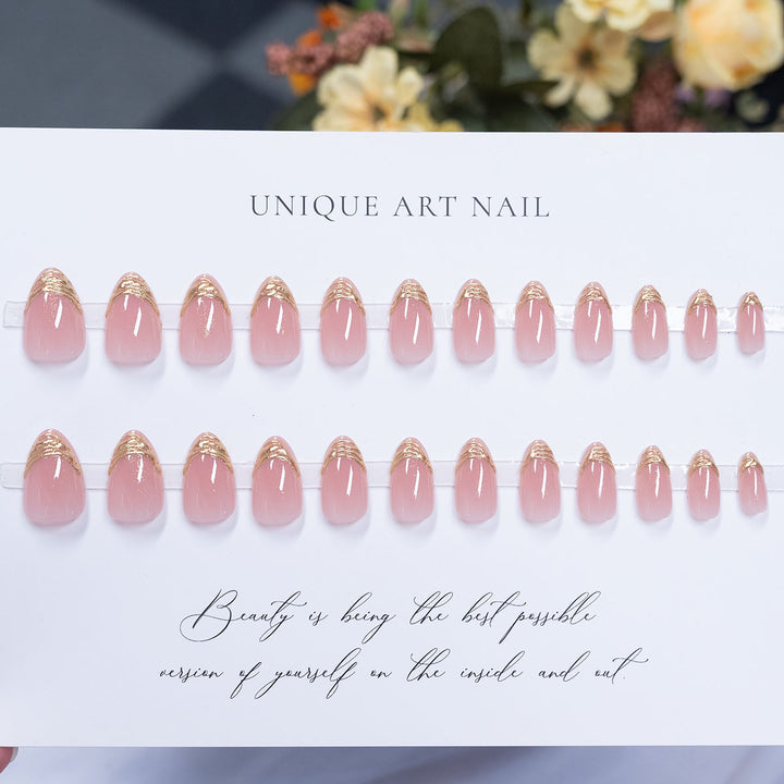 Elegant Gold-Tipped Press-On Nails
