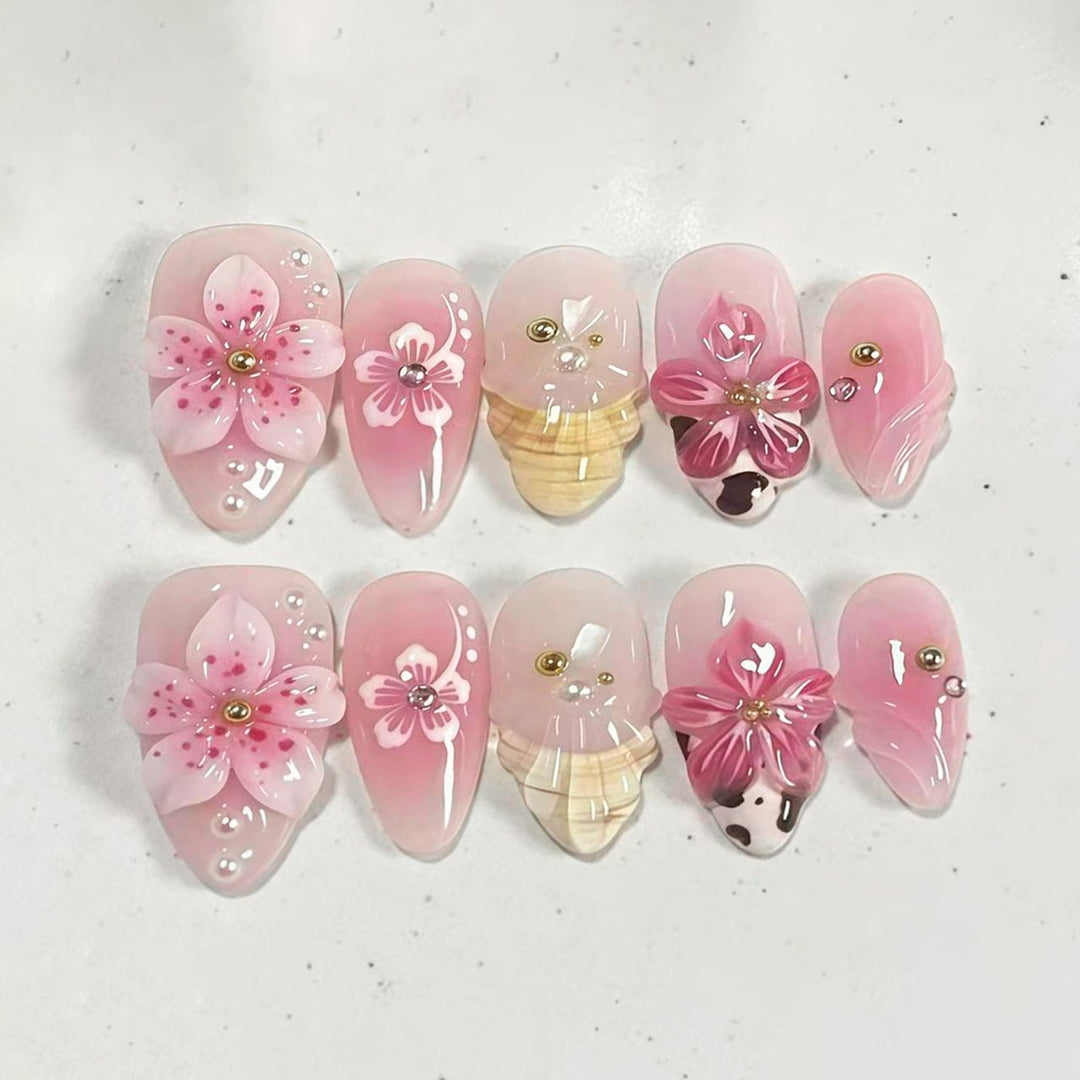 Floral Themed Press-On Nail Art Collection