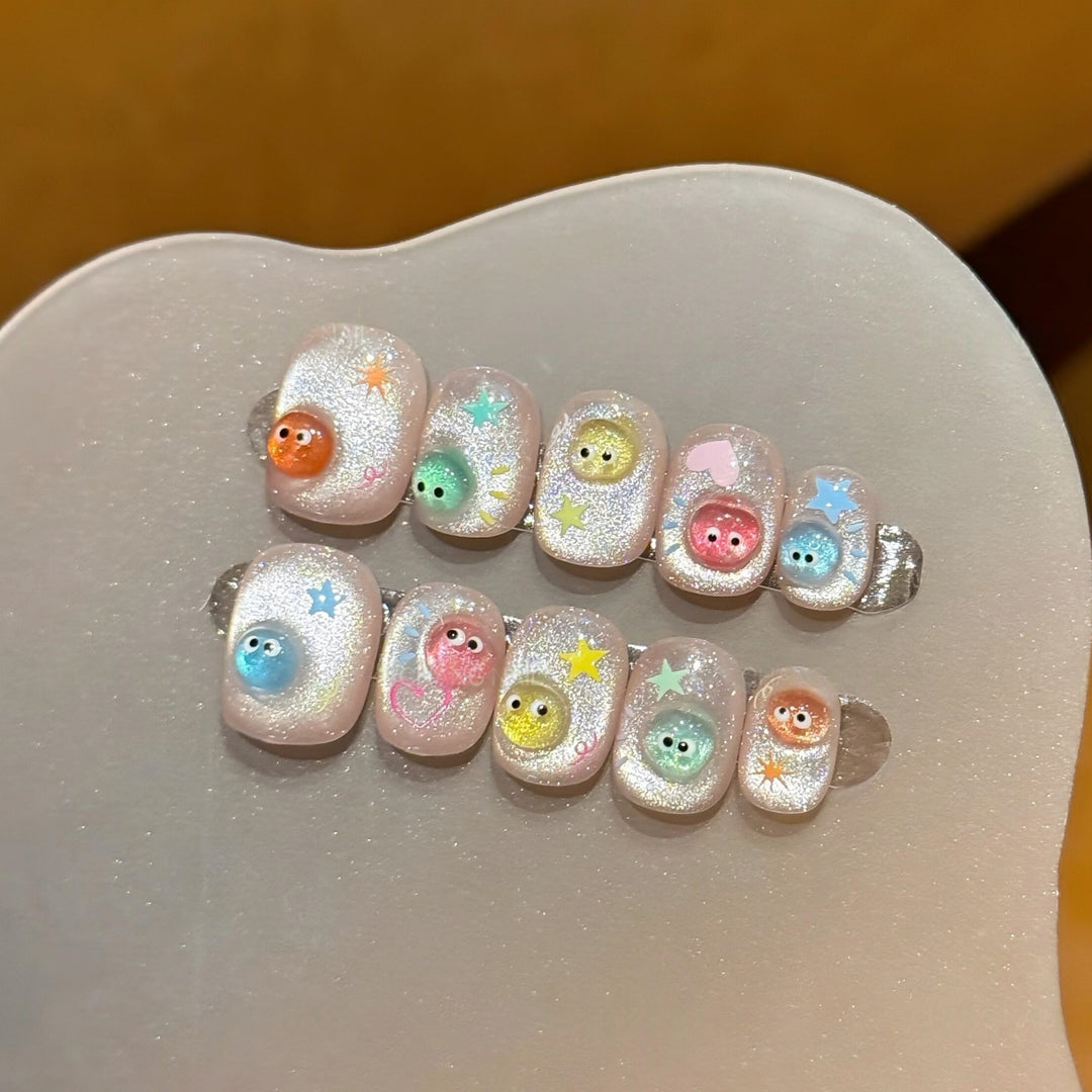 Creative Art Nail Tips with Playful Animal Design Kalsten