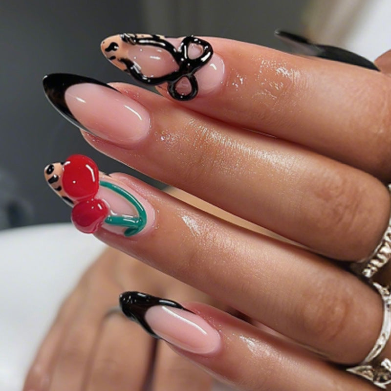 Artificial nail set with elegant red and pink design Kalsten