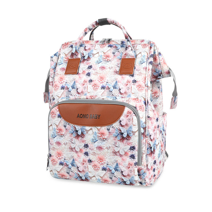 Creative Floral Print Multi-Pocket Diaper Backpack Kalsten