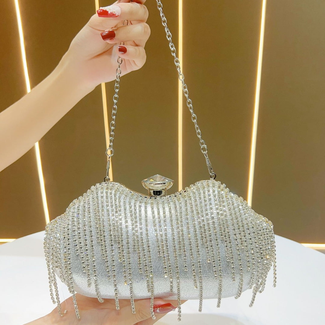 Glamorous Crystal Fringe Evening Handbag