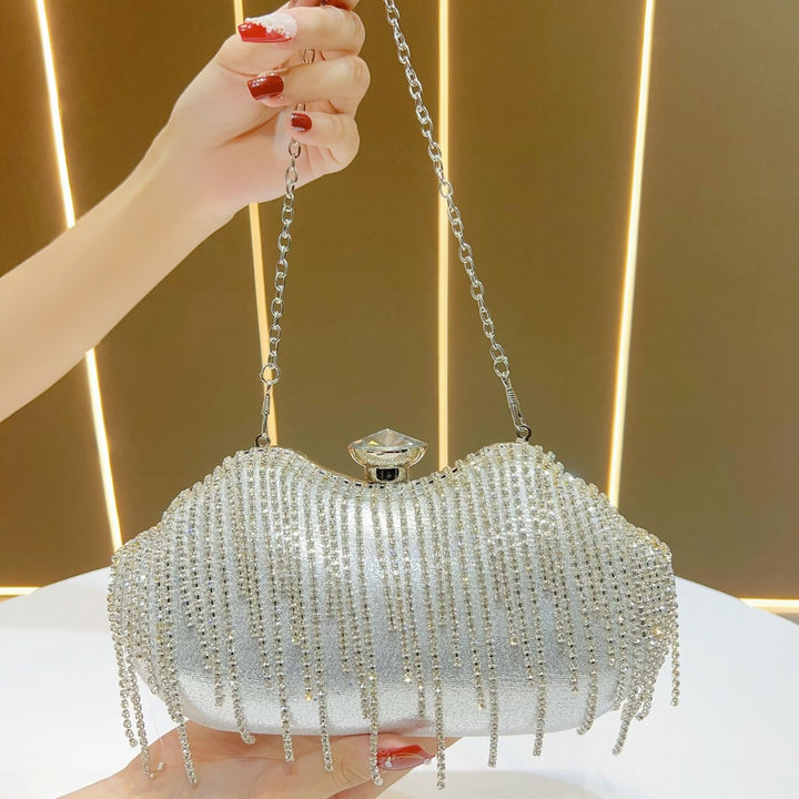 Glamorous Crystal Fringe Evening Handbag