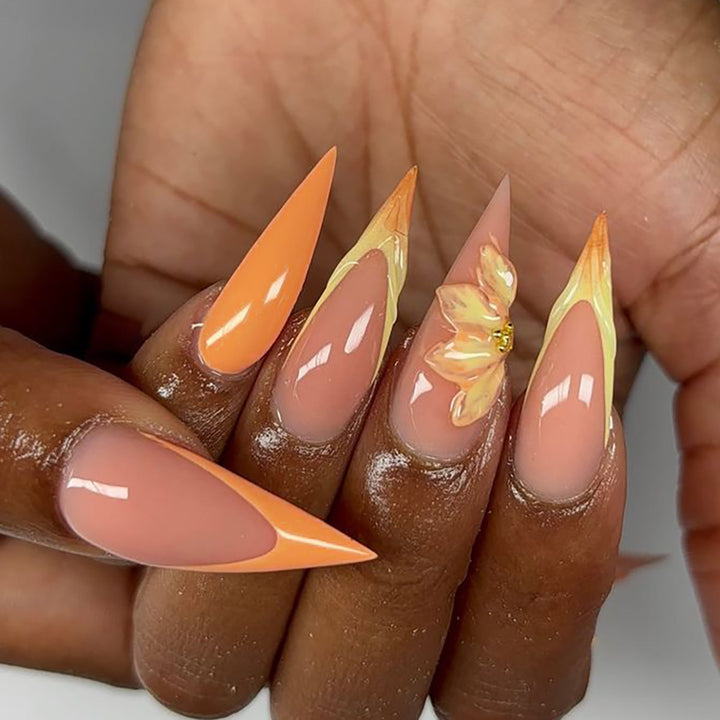 Elegant Floral Stiletto Nails Kalsten