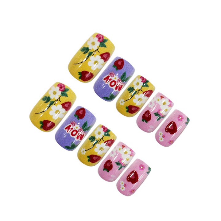 Artificial nail set with floral and fruity designs Kalsten