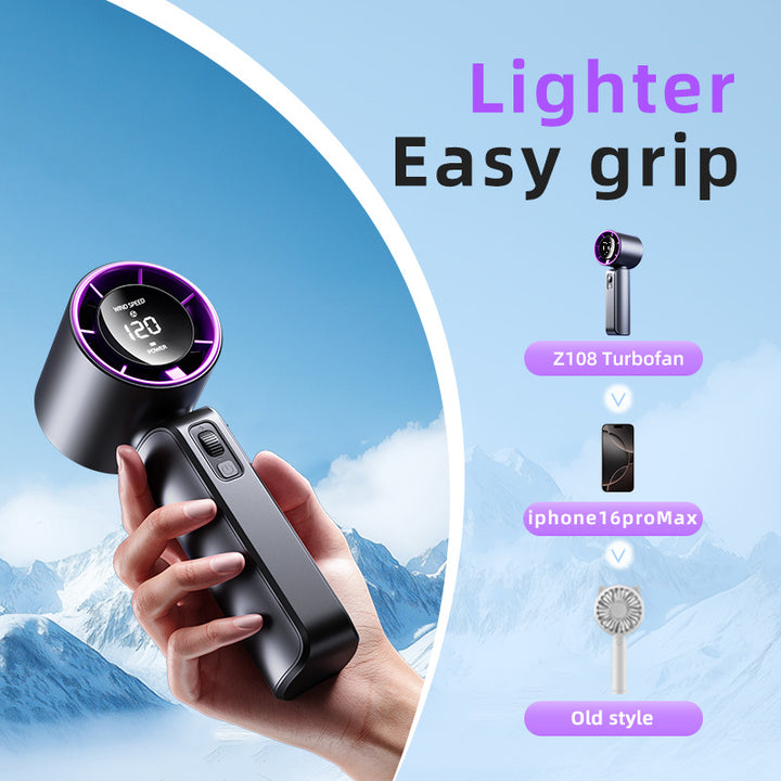 Unisex nan compact high-speed handheld fan with LED display rechargeable battery and quiet turbine Kalsten