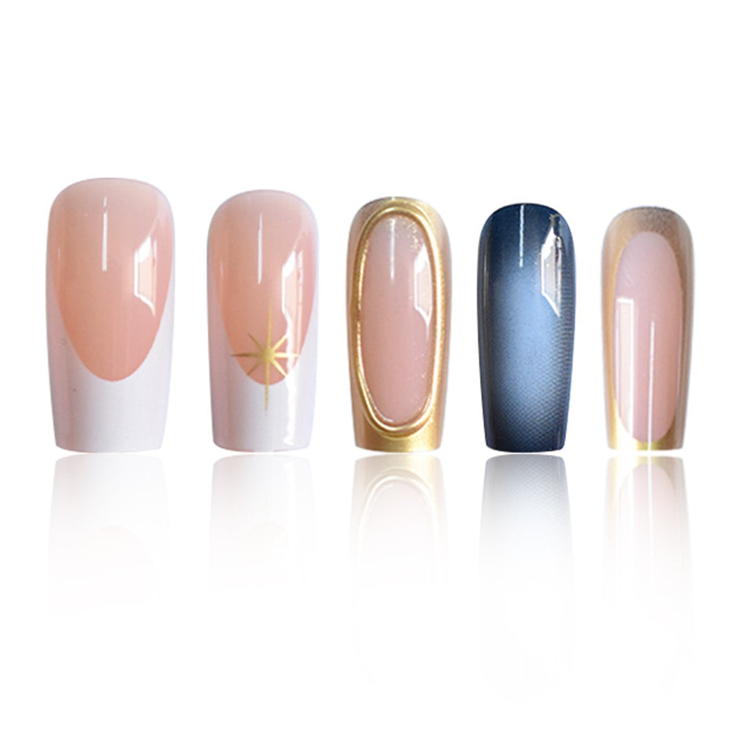 Elegant Ombre Press-On Nail Set with Gold Accents Kalsten