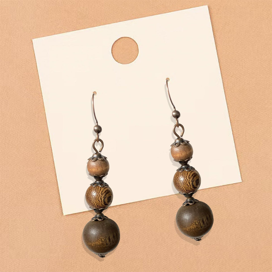 Handcrafted Wooden Drop Earrings Kalsten